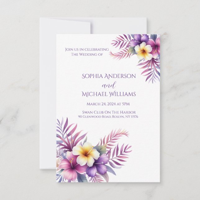 Watercolor Island Romance-Wedding Theme Invitation (Front)