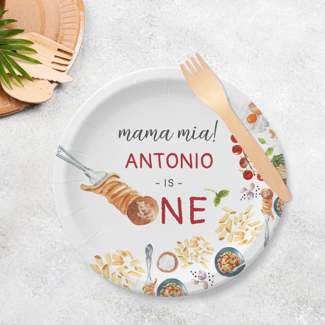 Watercolor Italian 1st Birthday Paper Plates (Creator Uploaded)