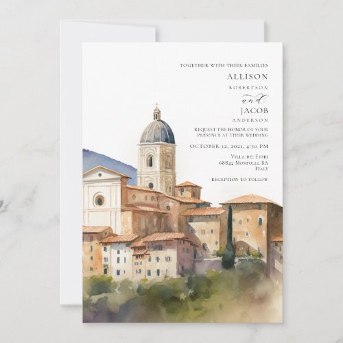 Watercolor Italian Destination Wedding Invitation