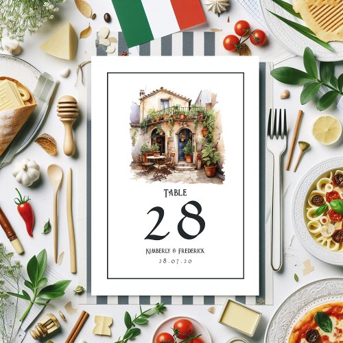 Watercolor Italian Destination Wedding Table Number