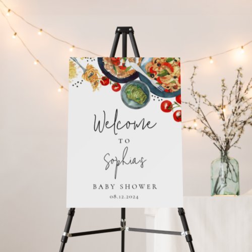 Watercolor Italian Food Baby Shower Welcome Sign