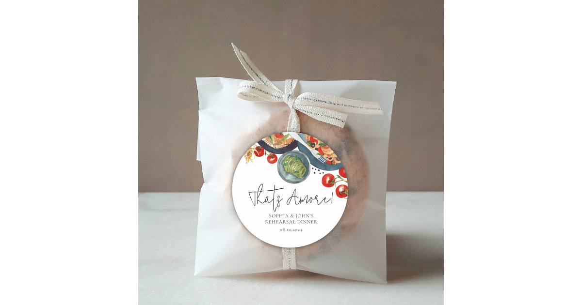 Watercolor Italian Food That's Amore Favors Classic Round Sticker | Zazzle