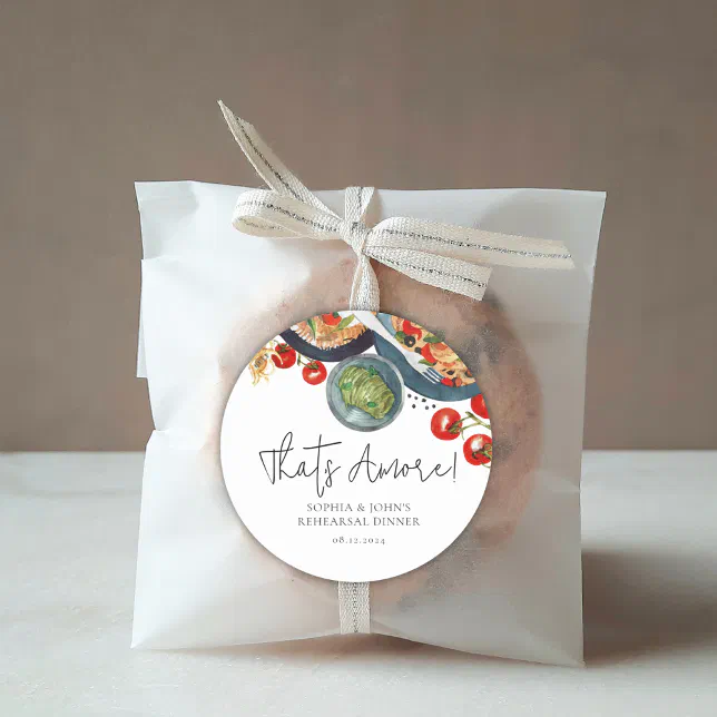 Watercolor Italian Food That's Amore Favors Classic Round Sticker | Zazzle