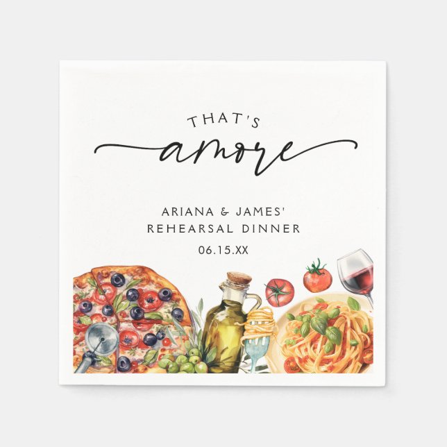 Watercolor Italian Food That's Amore Napkins (Front)