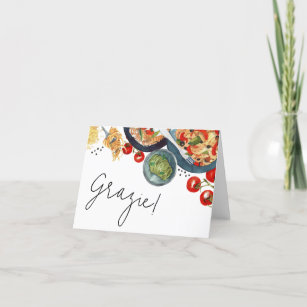 Watercolor Italian Food That's Amore!  Thank You Card