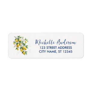 Watercolor Italian Lemon Branch Return Address Label