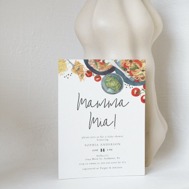 Watercolor Italian Mamma Mia! Baby Shower Invitation (Creator Uploaded)