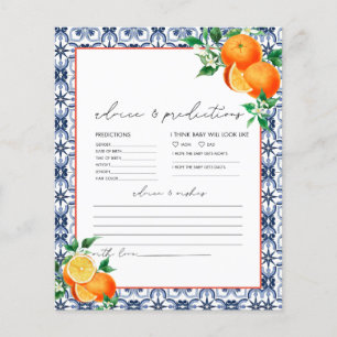 Watercolor Italian Orange Baby Advice Card