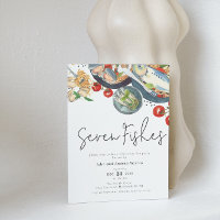 Watercolor Italian Seven Fishes Christmas Party