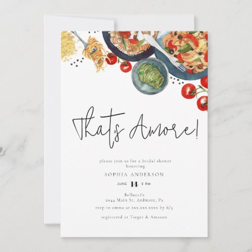 Watercolor Italian Thats Amore Bridal Shower Invitation