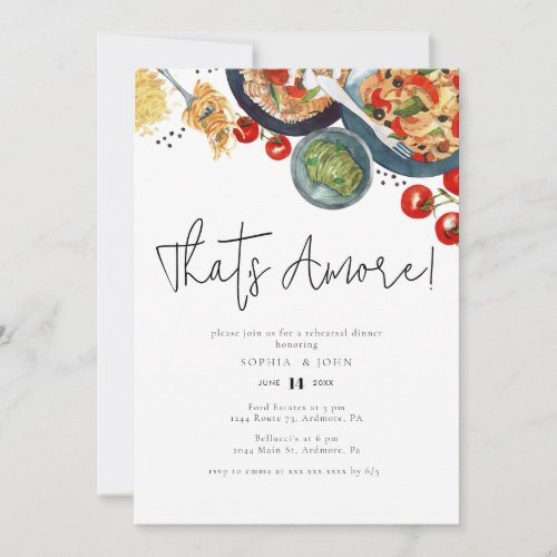 Watercolor Italian Thats Amore Rehearsal Dinner Invitation