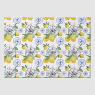 Watercolor Italian Tile Lemon Pattern Tissue Paper