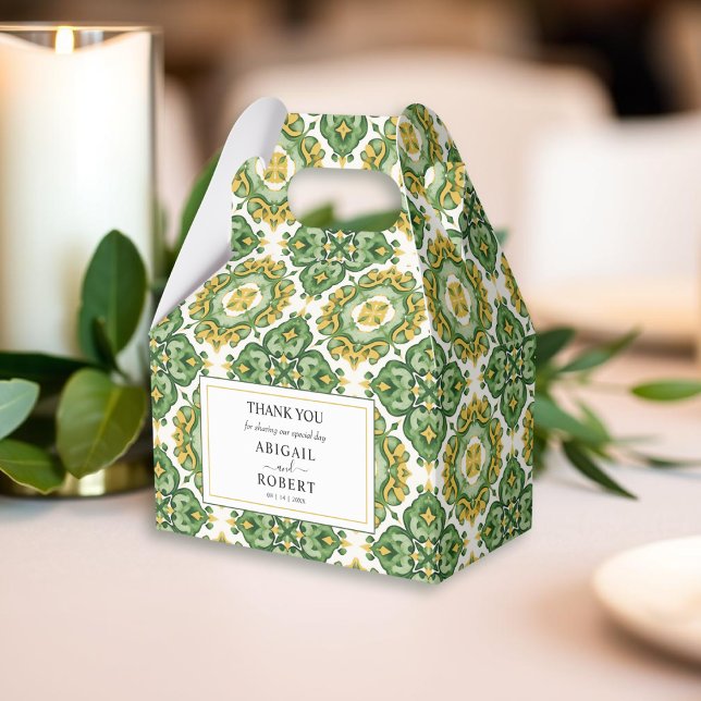 Watercolor Italian tile Mediterranean wedding Favor Boxes (Creator Uploaded)