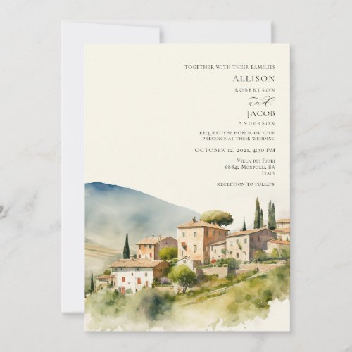 Watercolor Italy Destination Wedding Invitation