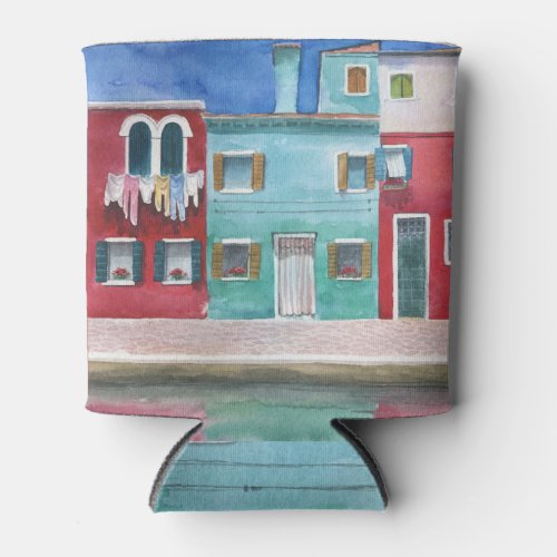 Watercolor Italy Hand Drawn Can Cooler