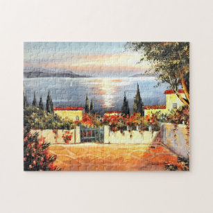 Watercolor Italy scenic summer Jigsaw Puzzle