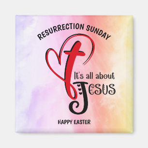Watercolor IT'S ALL ABOUT JESUS Christian Easter Magnet