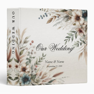 Watercolor Ivory Blue Flowers Album Binder