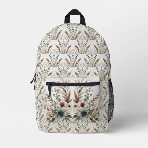 Watercolor Ivory Blue Flowers Backpack Cut Sew Bag