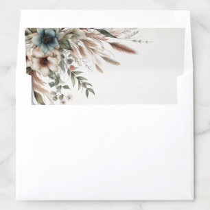Watercolor Ivory Blue Flowers Envelope Liner