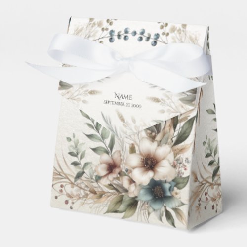 Watercolor Ivory Blue Flowers Favor Box