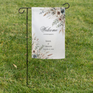 Watercolor Ivory Blue Flowers Garden Flag