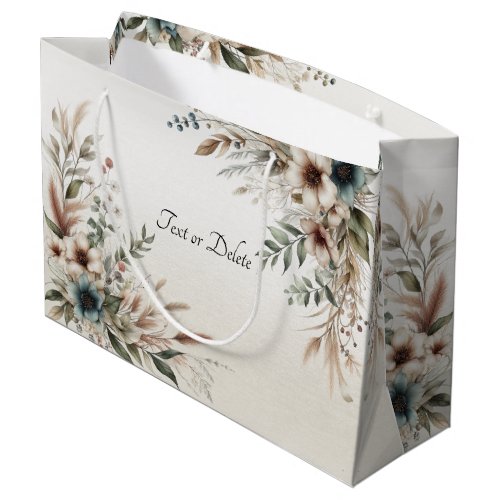 Watercolor Ivory Blue Flowers Gift Bag
