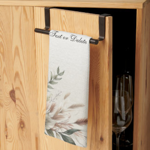 Watercolor Ivory Blue Flowers Kitchen Towels