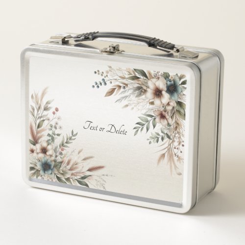 Watercolor Ivory Blue Flowers Lunchbox