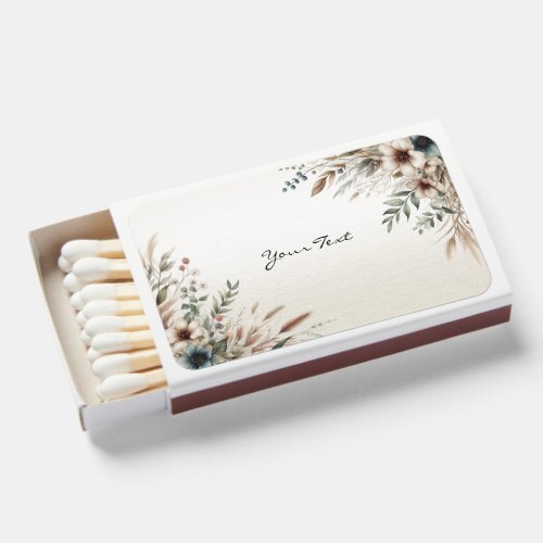 Watercolor Ivory Blue Flowers Matchboxes