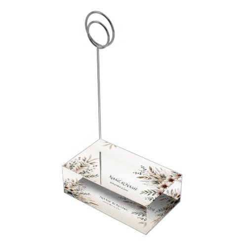 Watercolor Ivory Blue Flowers Table Card Holder