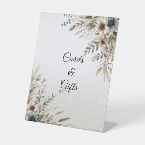Watercolor Ivory Blue Flowers Tabletop Signs