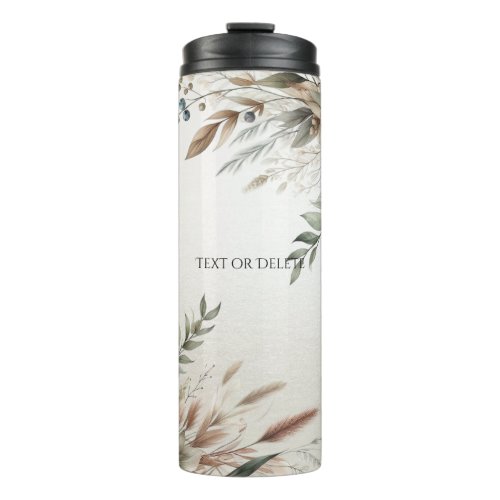 Watercolor Ivory Blue Flowers Thermal Tumbler