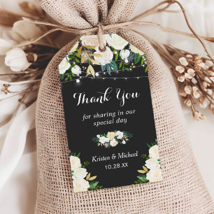Watercolor Ivory Floral Wedding Favor Thank You Gift Tags