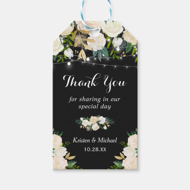 Watercolor Ivory Floral Wedding Favor Thank You Gift Tags