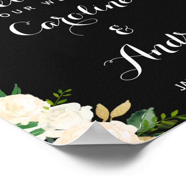 Watercolor Ivory Floral Wedding Welcome Sign