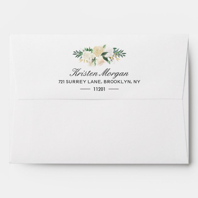 Watercolor Ivory Gold Floral String Lights For 5x7 Envelope