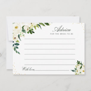 watercolor ivory white floral advice card