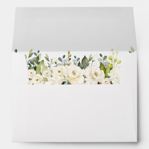 Watercolor Ivory White Floral Wedding Envelope