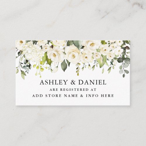 Watercolor Ivory White Floral Wedding Registry  Enclosure Card