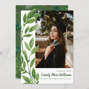 Watercolor Ivy Green Plant Graduation Announcement