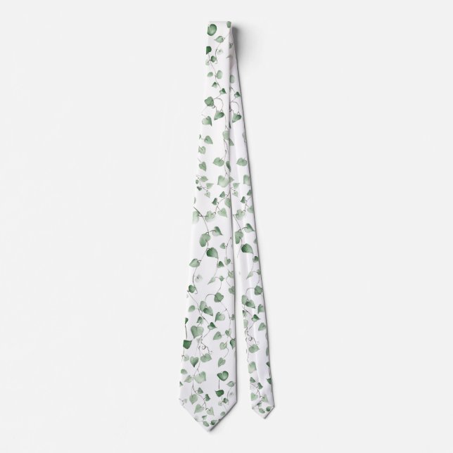 Watercolor ivy neck tie (Front)