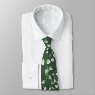 Watercolor ivy on green neck tie