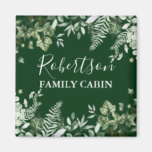 Watercolor Ivy Sage Ferns Family Cabin Green Magnet