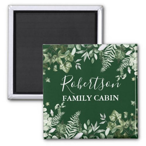 Watercolor Ivy Sage Ferns Family Cabin Green Magnet