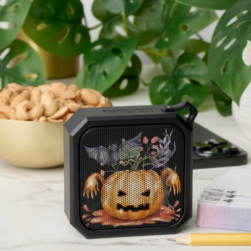 Watercolor Jack o lantern and a bat Halloween Bluetooth Speaker