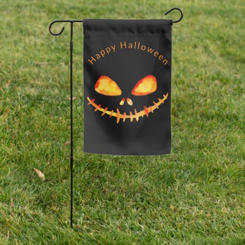 Watercolor Jack O Lantern Face Halloween  Garden Flag