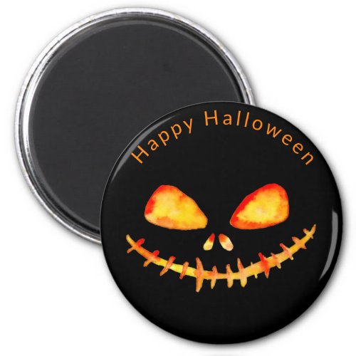 Watercolor Jack O Lantern Face Halloween  Magnet