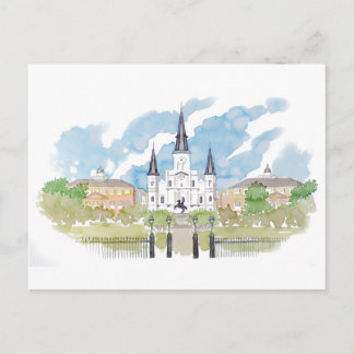 Watercolor Jackson Square Postcard
