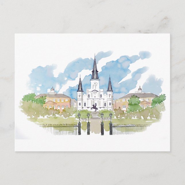 Watercolor Jackson Square Postcard (Front)